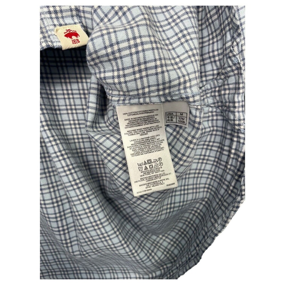Brooks Brothers Shirt Mens M Red Fleece Plaid Button Up Long Sleeves Pocket Blue - Picture 12 of 13